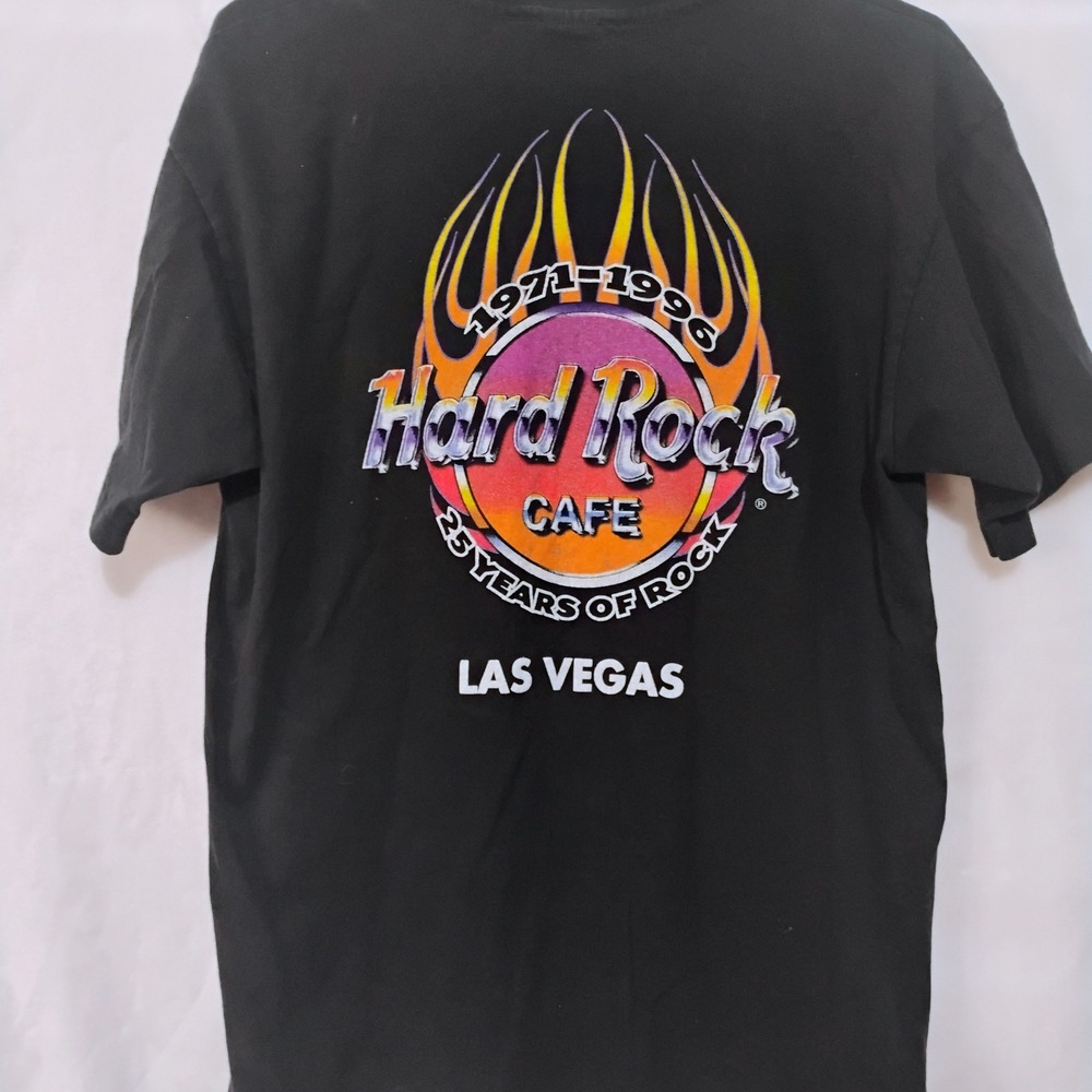 Vtg 90s Hard Rock Cafe Las Vegas 25 Years of Rock T Shirt Black Large 1996 USA E
